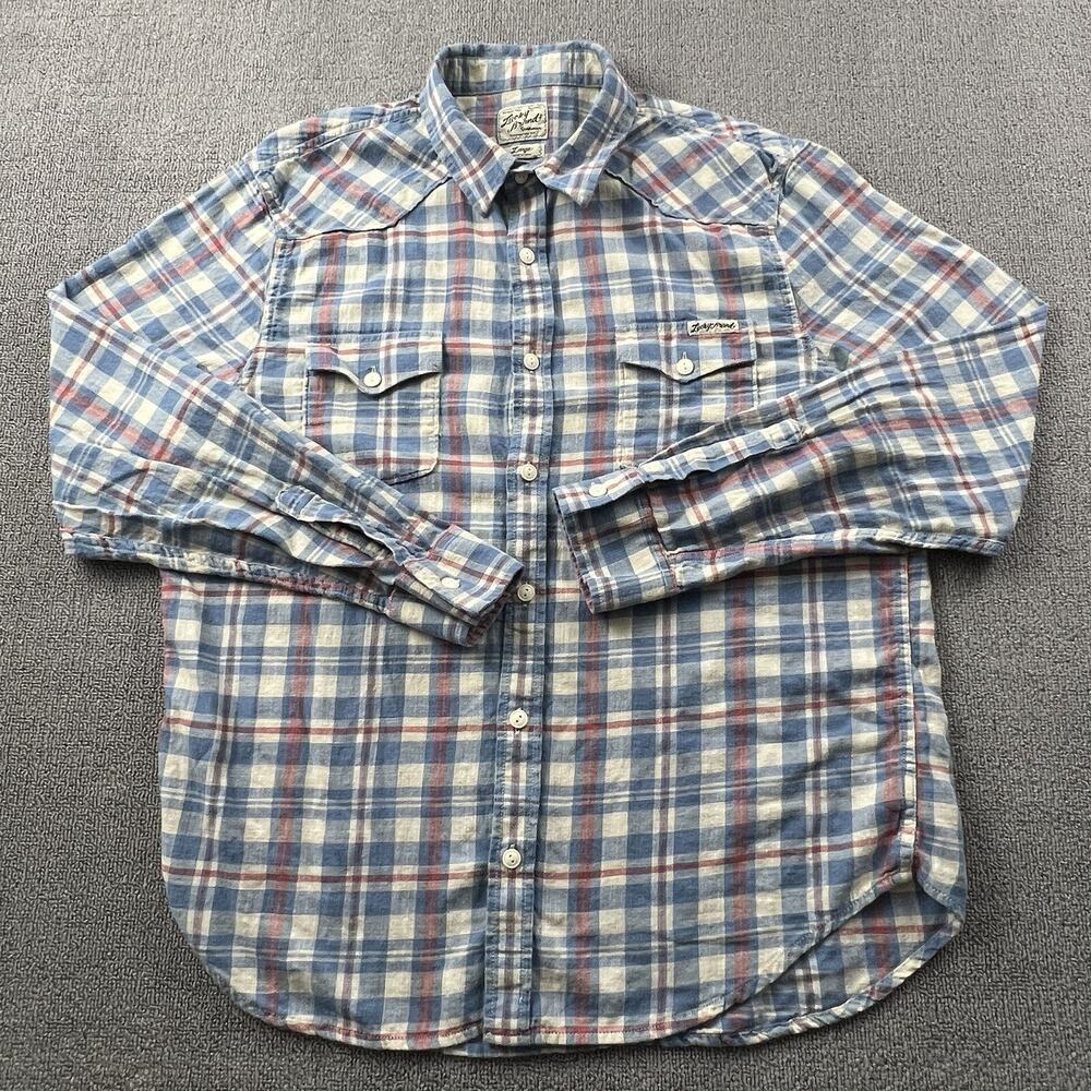 Lucky Brand Shirt Adult Large Plaid Button Up Long Sleeve Flannel Casual Men's